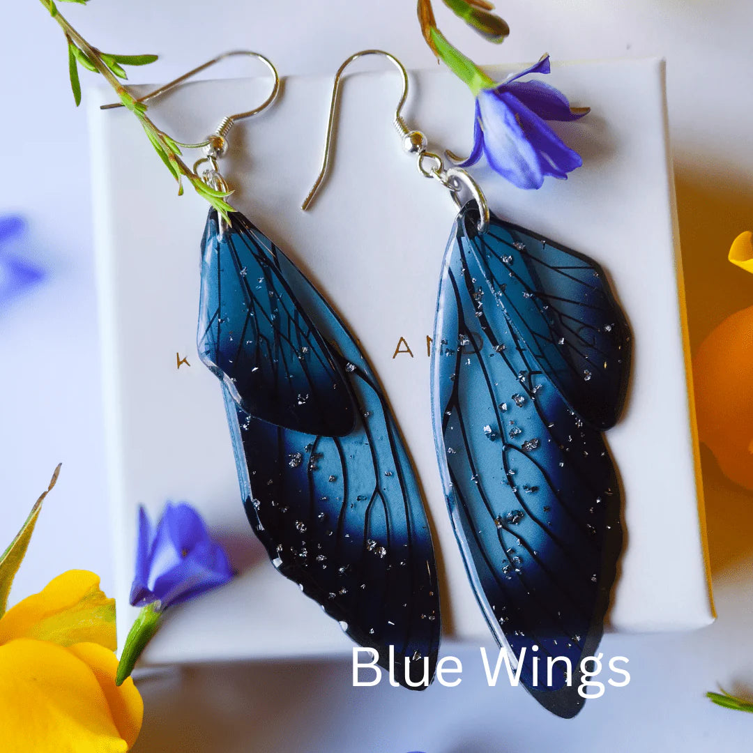Kowhai & Sage Fairy/Butterfly Wings Earrings