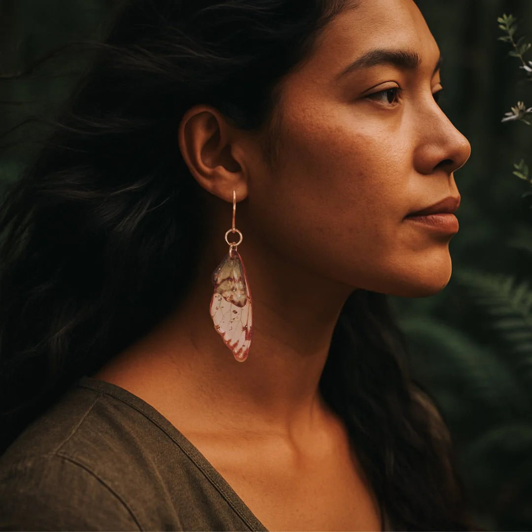 Kowhai & Sage Fairy/Butterfly Wings Earrings