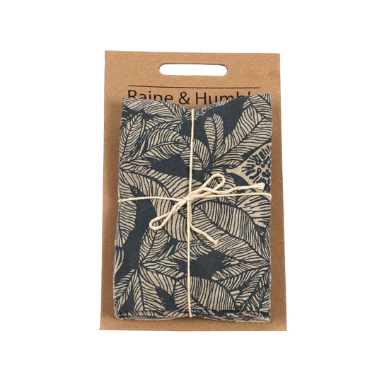 Raine & Humble Fig Leaf Tea Towel Set - Dark Slate