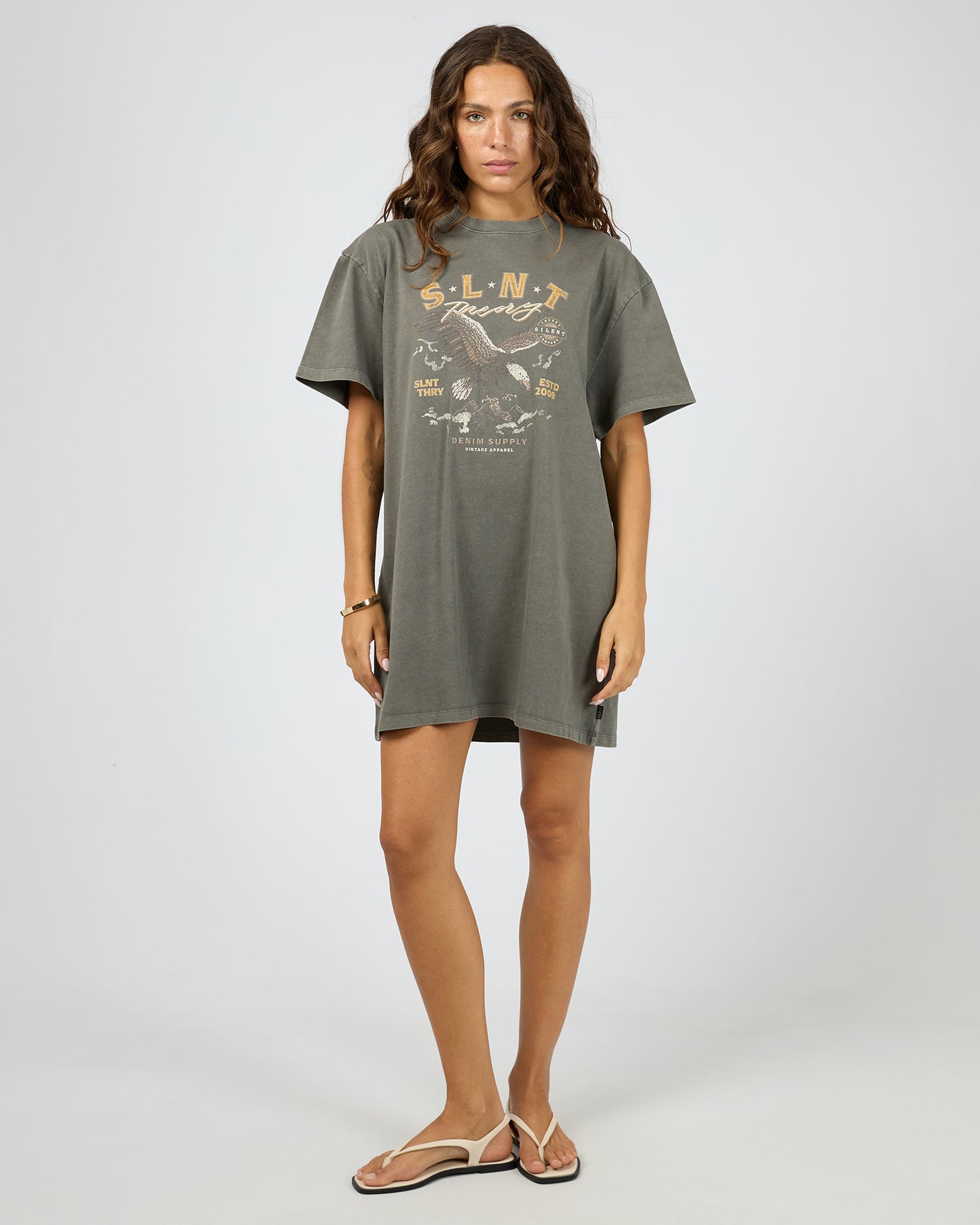 Silent Theory Flying Free Tee Dress | Coal