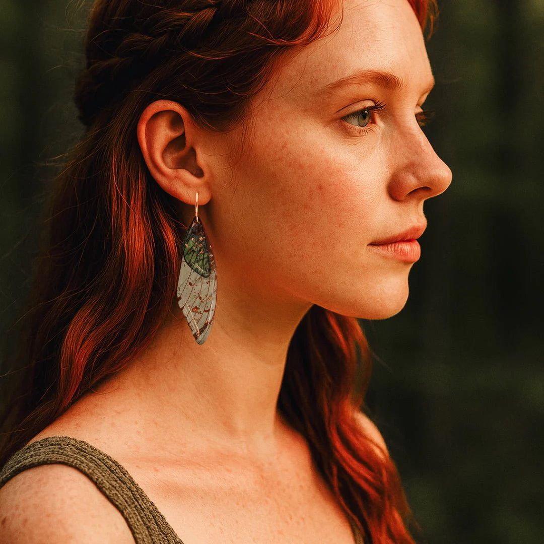 Kowhai & Sage Fairy/Butterfly Wings Earrings