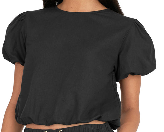 Huffer Lin-In Airy Top | Black