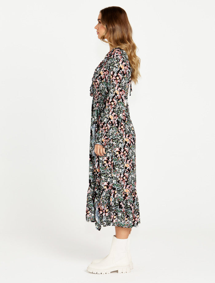 Sass June Long Sleeve Midi Dress - Patchwork Floral