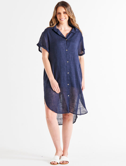 Betty Basics Lani Shirt Dress - Navy