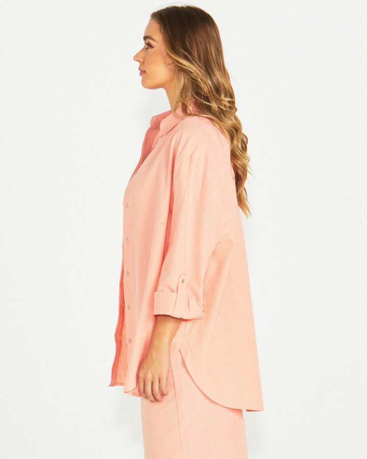 SASS Liberty Shirt | Neon Peach White Stripe