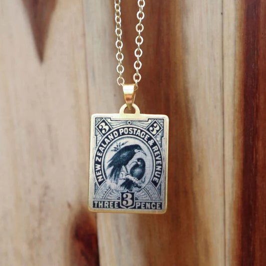 Little Taonga 1898 Pictorial Vintage Stamp Necklace | Huia