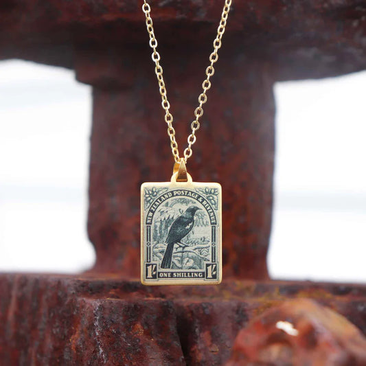 Little Taonga 1935 Pictorial Vintage Stamp Necklace | Tui