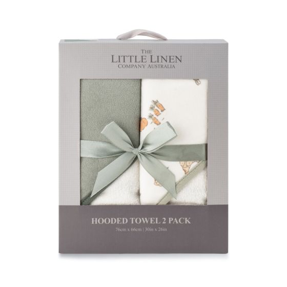 Little Linen Hooded Towel 2 pk | Farmyard Lamb