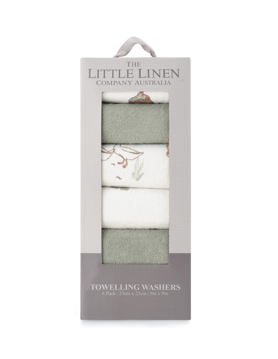 Little Linen Toweling Washer 6 pk | Farmyard Lamb
