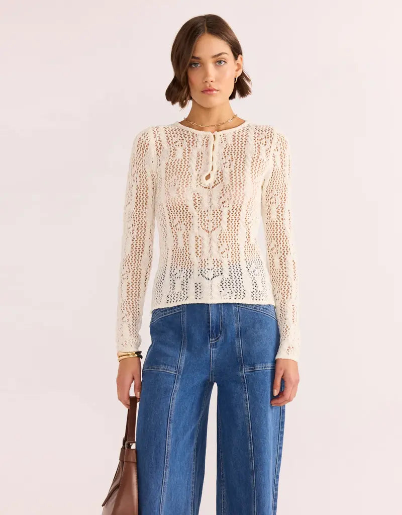 Mink Pink Adelle Knit Top | Cream