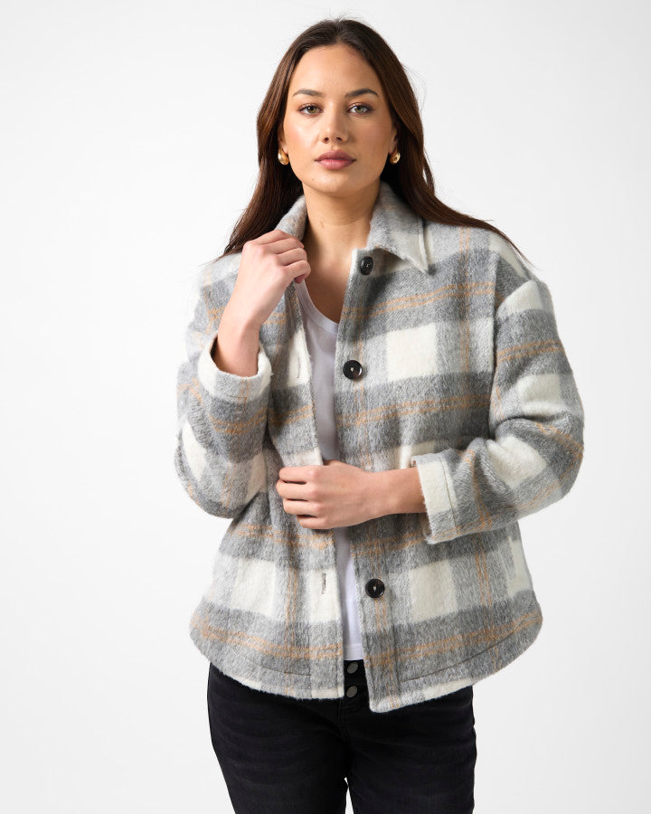 Stella + Gemma Paige Shacket | Charcoal Check