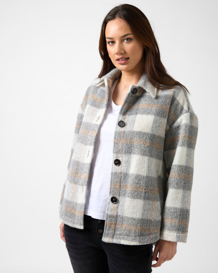 Stella + Gemma Paige Shacket | Charcoal Check