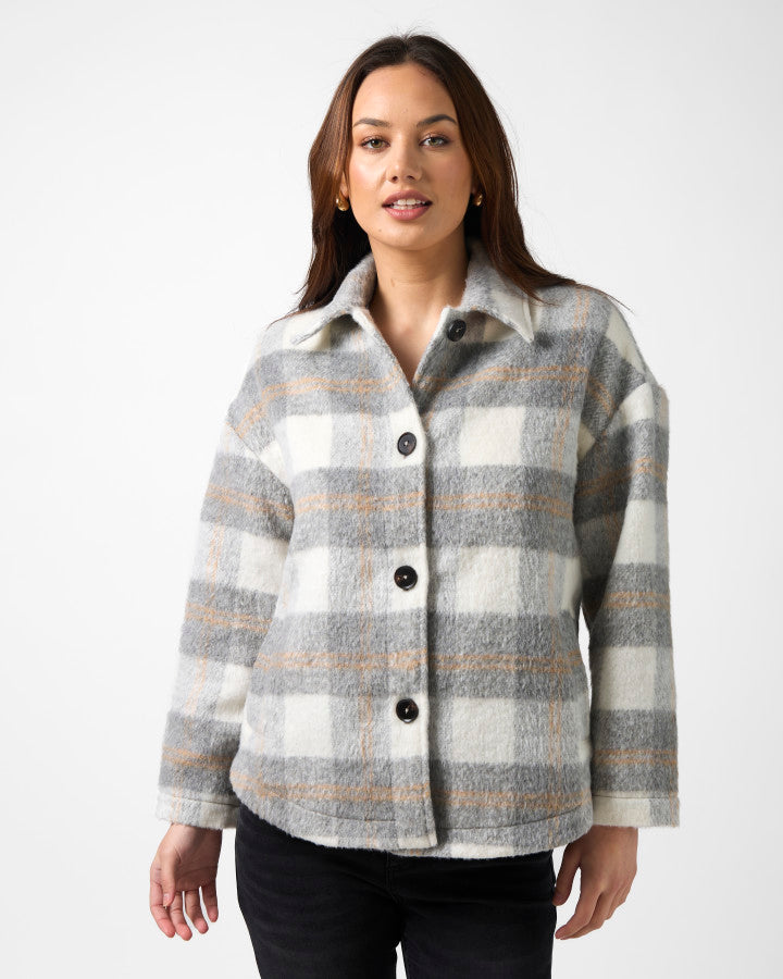 Stella + Gemma Paige Shacket | Charcoal Check