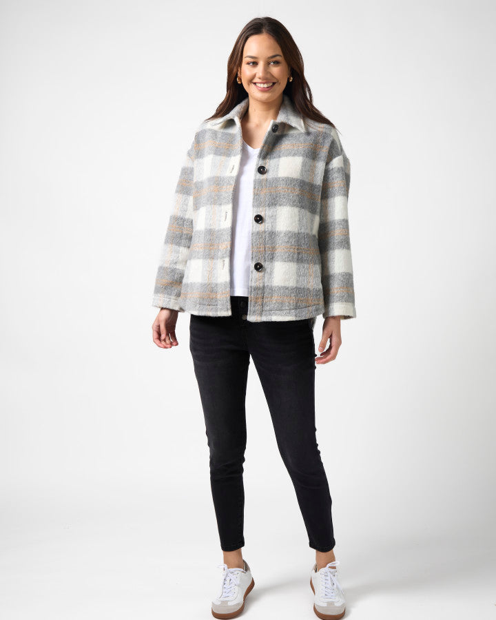 Stella + Gemma Paige Shacket | Charcoal Check