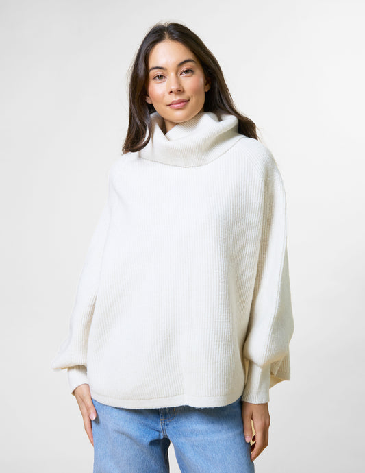 Stella + Gemma Polo Neck Poncho | Vanilla