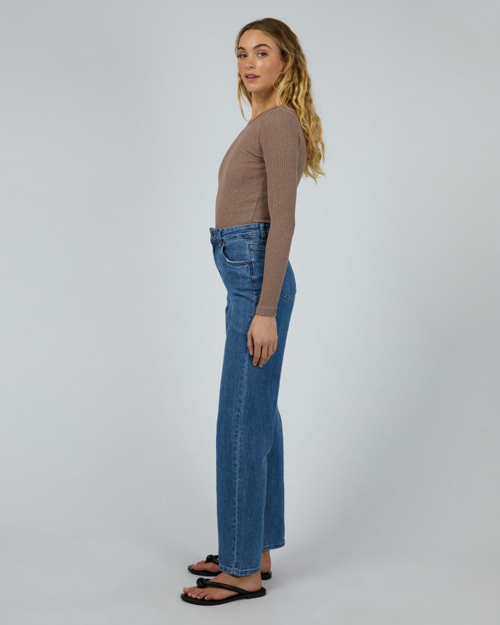 Silent Theory Long Sleeve Rib Tee - Brown