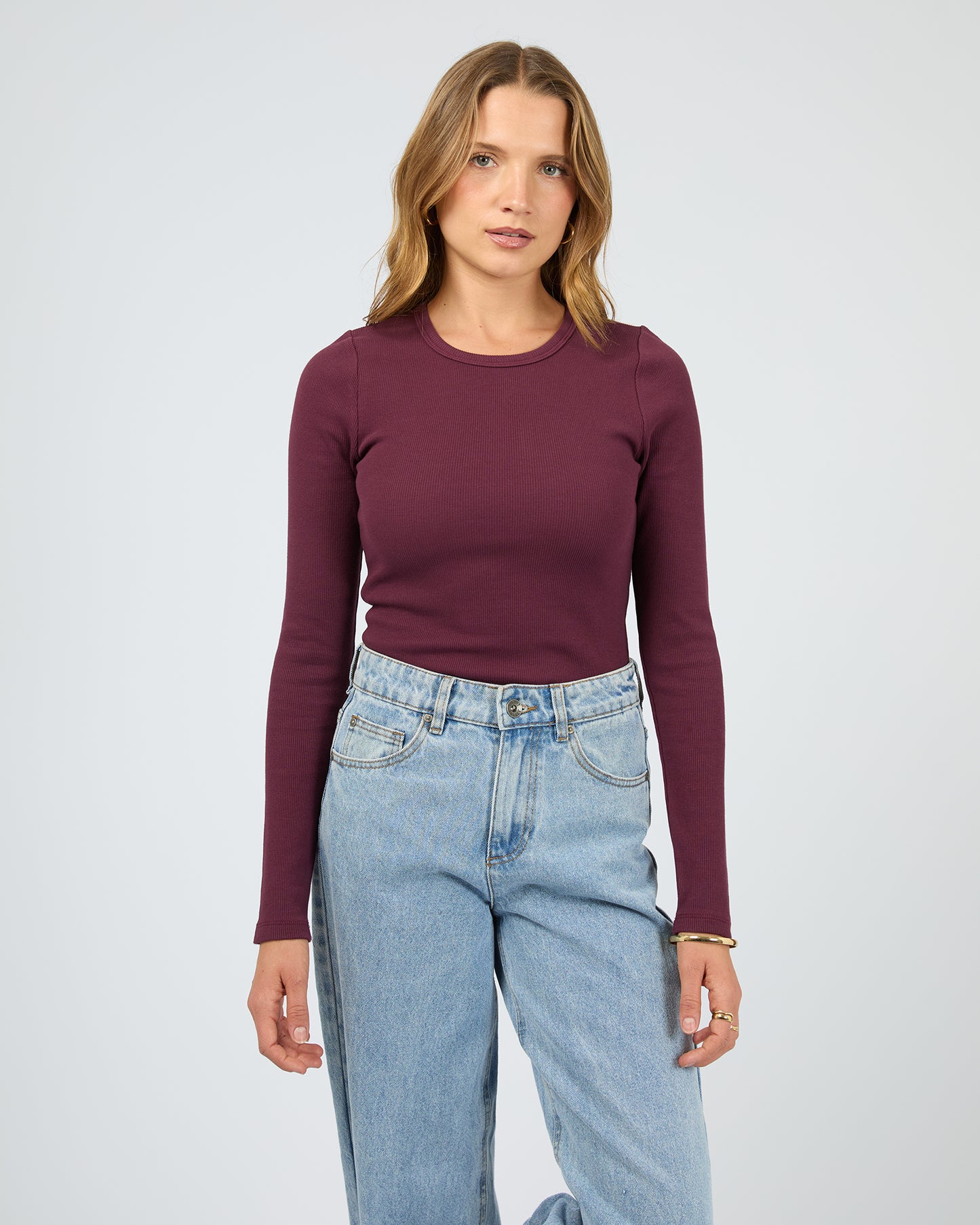 Silent Theory Rib Long Sleeve Tee | Cherry