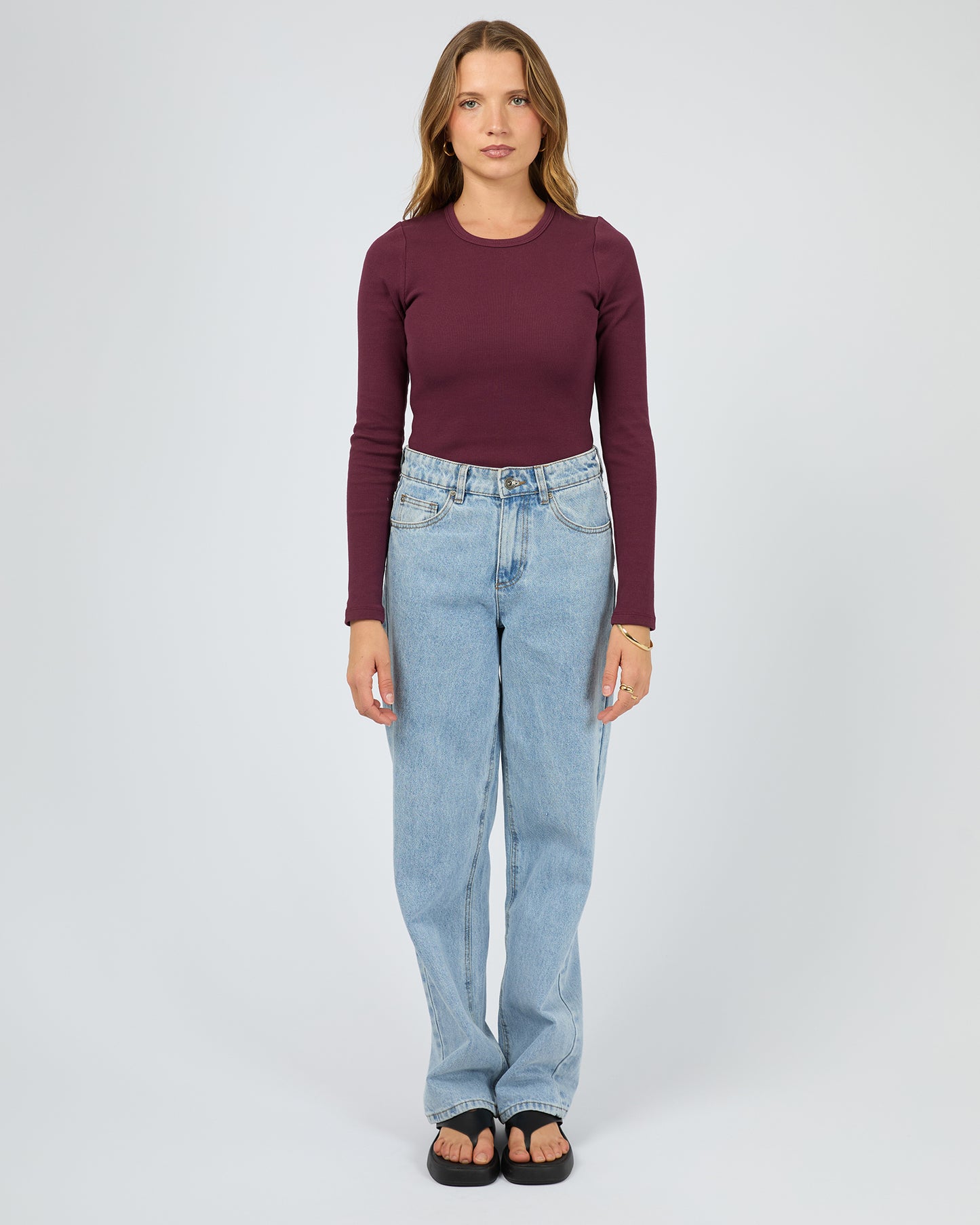 Silent Theory Rib Long Sleeve Tee | Cherry