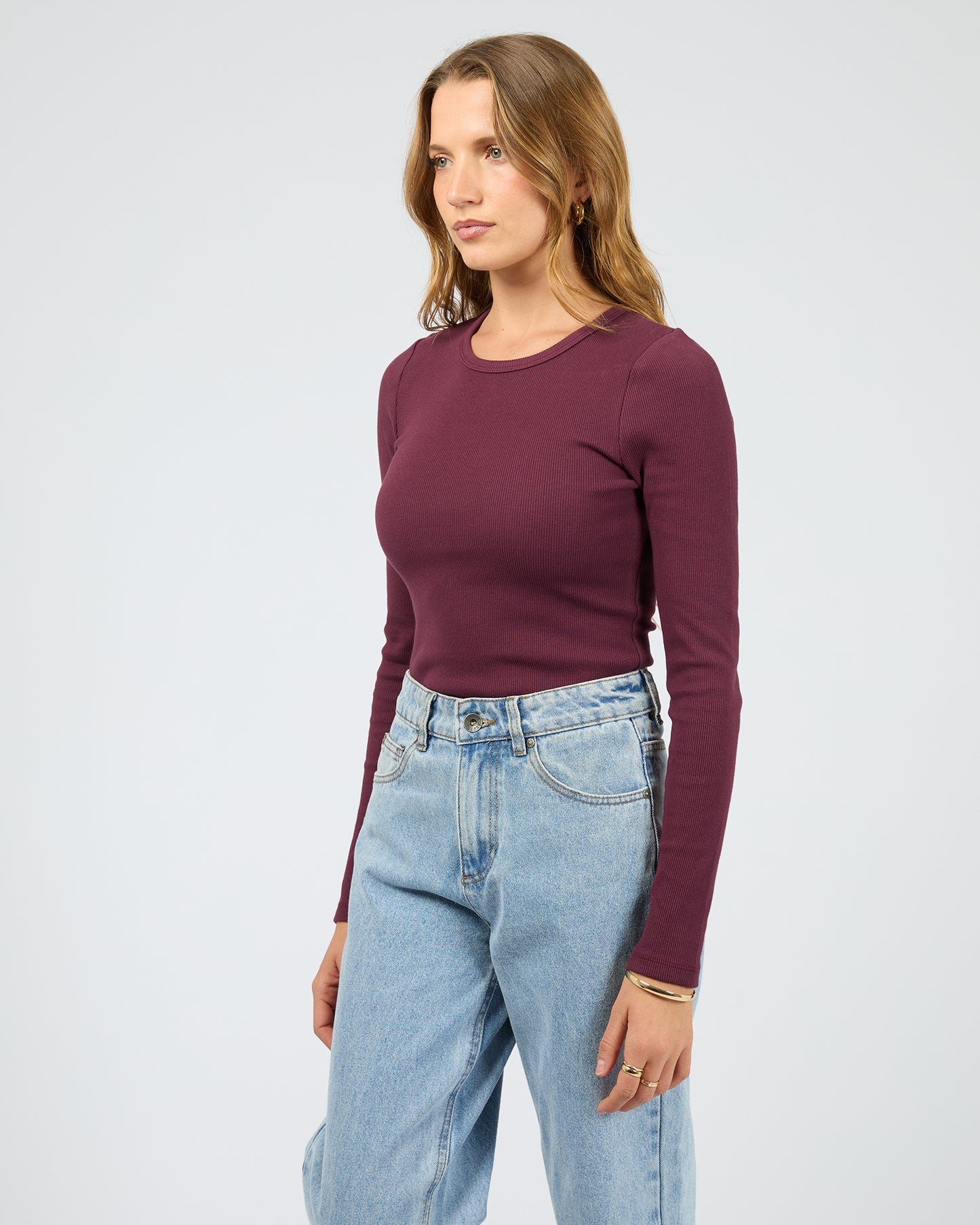 Silent Theory Rib Long Sleeve Tee | Cherry