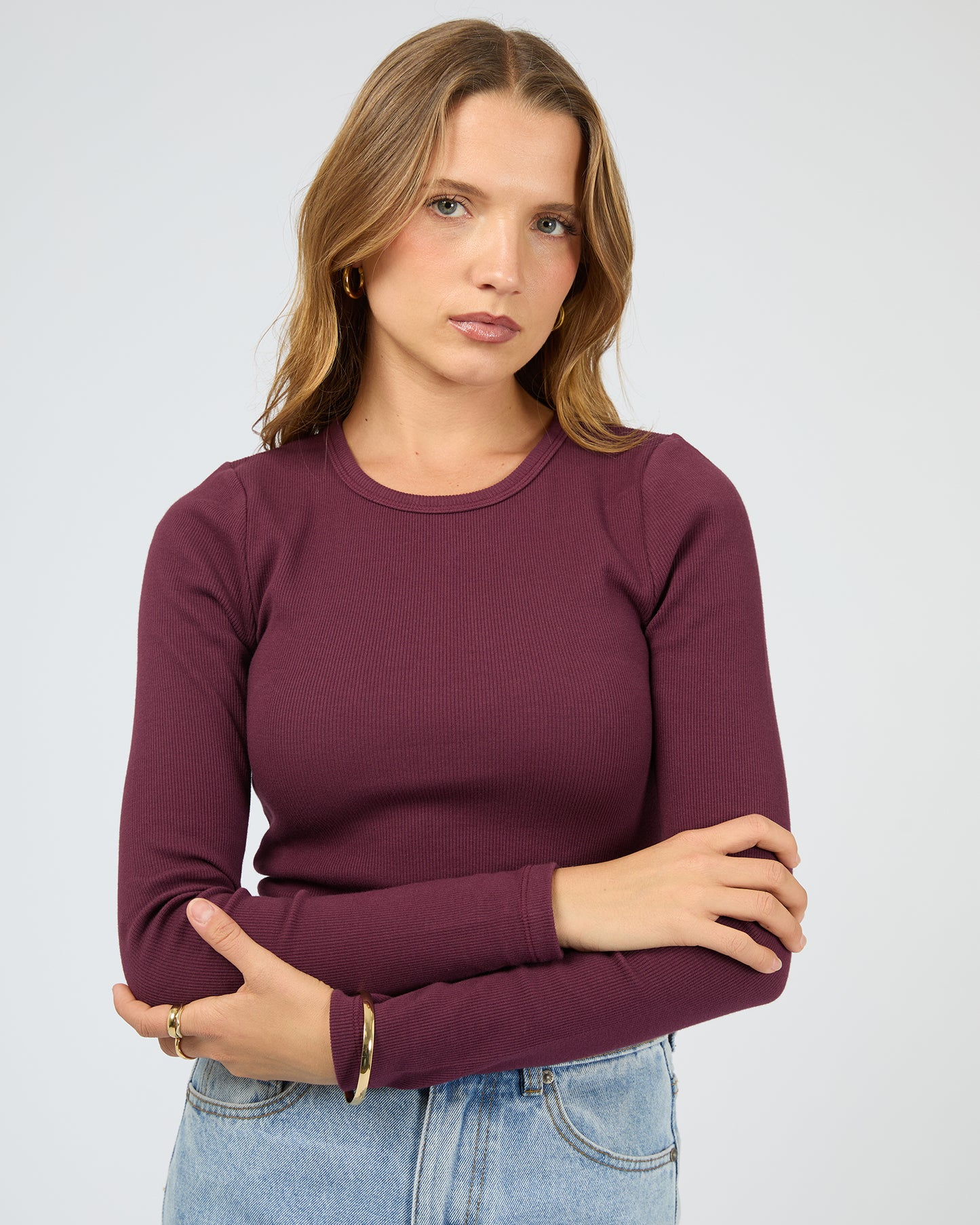 Silent Theory Rib Long Sleeve Tee | Cherry