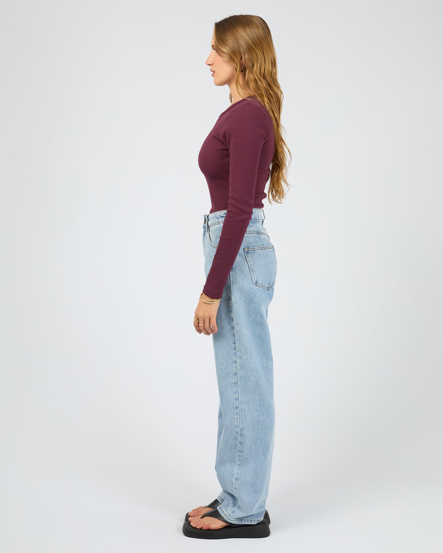 Silent Theory Rib Long Sleeve Tee | Cherry