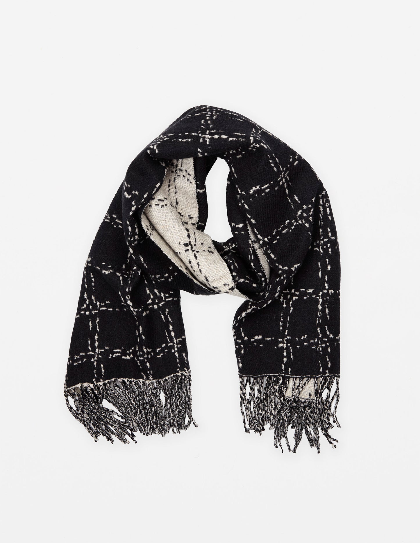 Stella + Gemma Scarf | Patchwork Black with Tassels