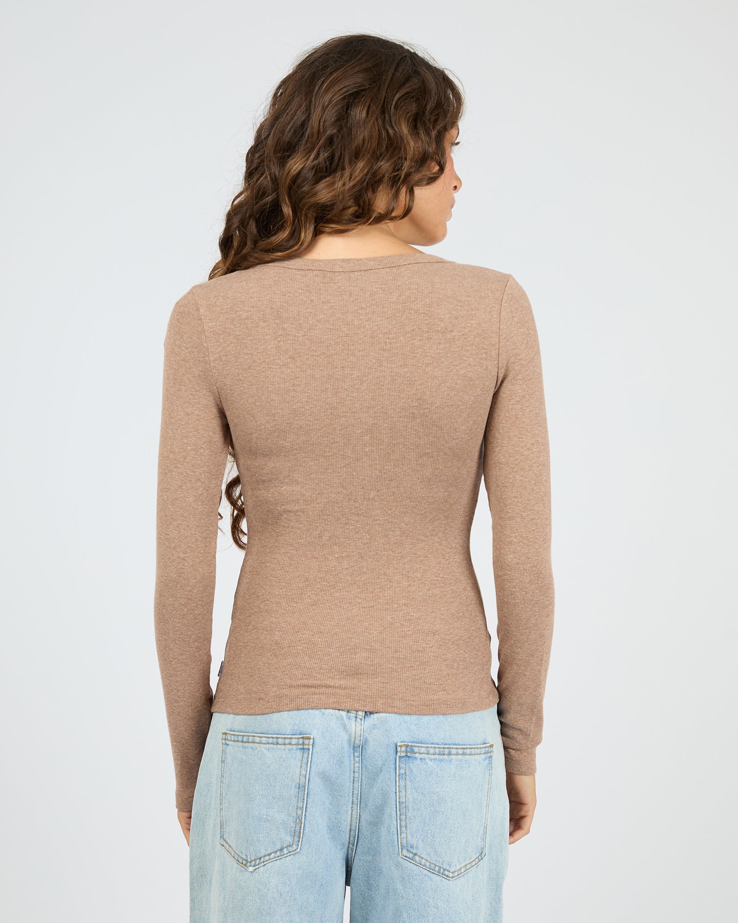 Silent Theory Sia Rib Long Sleeve Top | Brown
