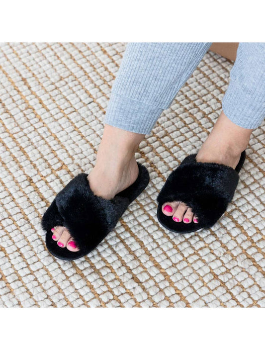 SnuggUps Women's Cross Open Toe | Black