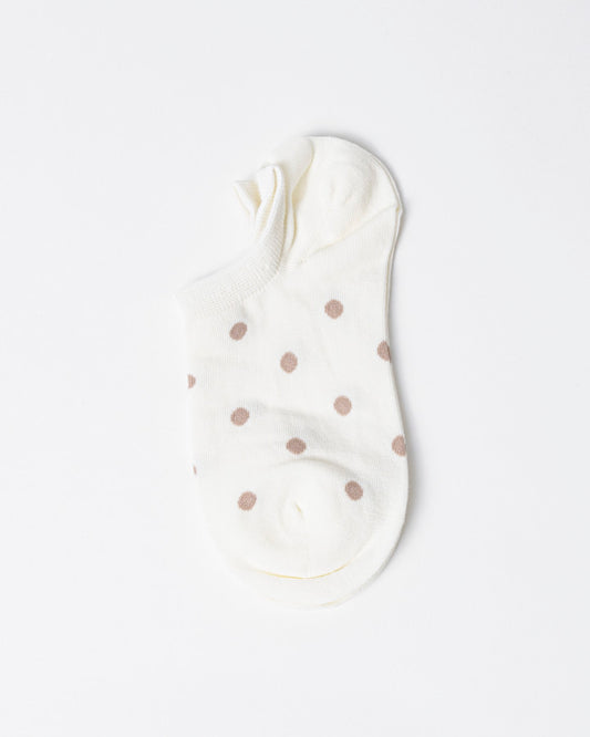 Stella + Gemma No Show Socks | Cream with Latte Dots