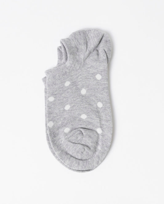 Stella + Gemma No Show Socks | Grey Marle with Snow Dots