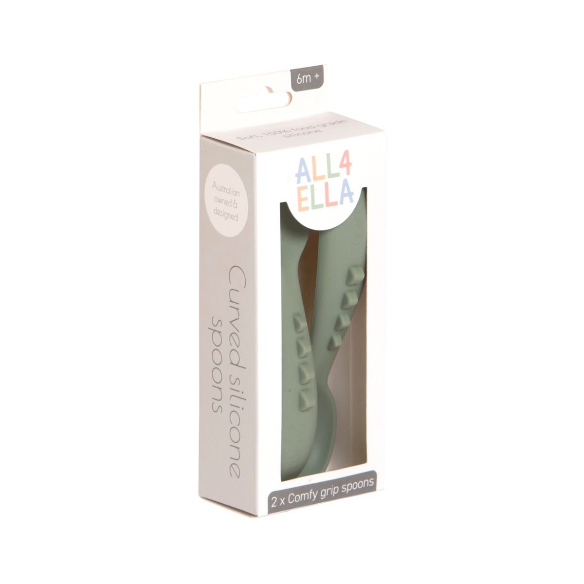 All4Ella Comfy Grip Silicone Spoons | Olive