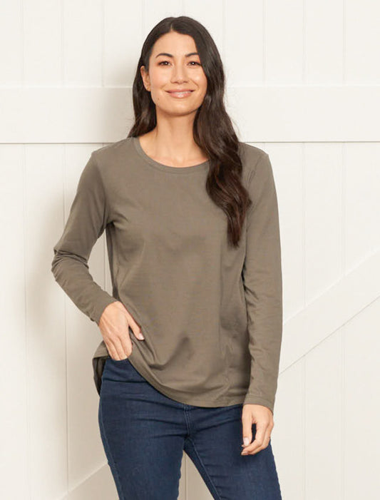 Betty Basics Sydney Long Sleeve Tee - Ash Green