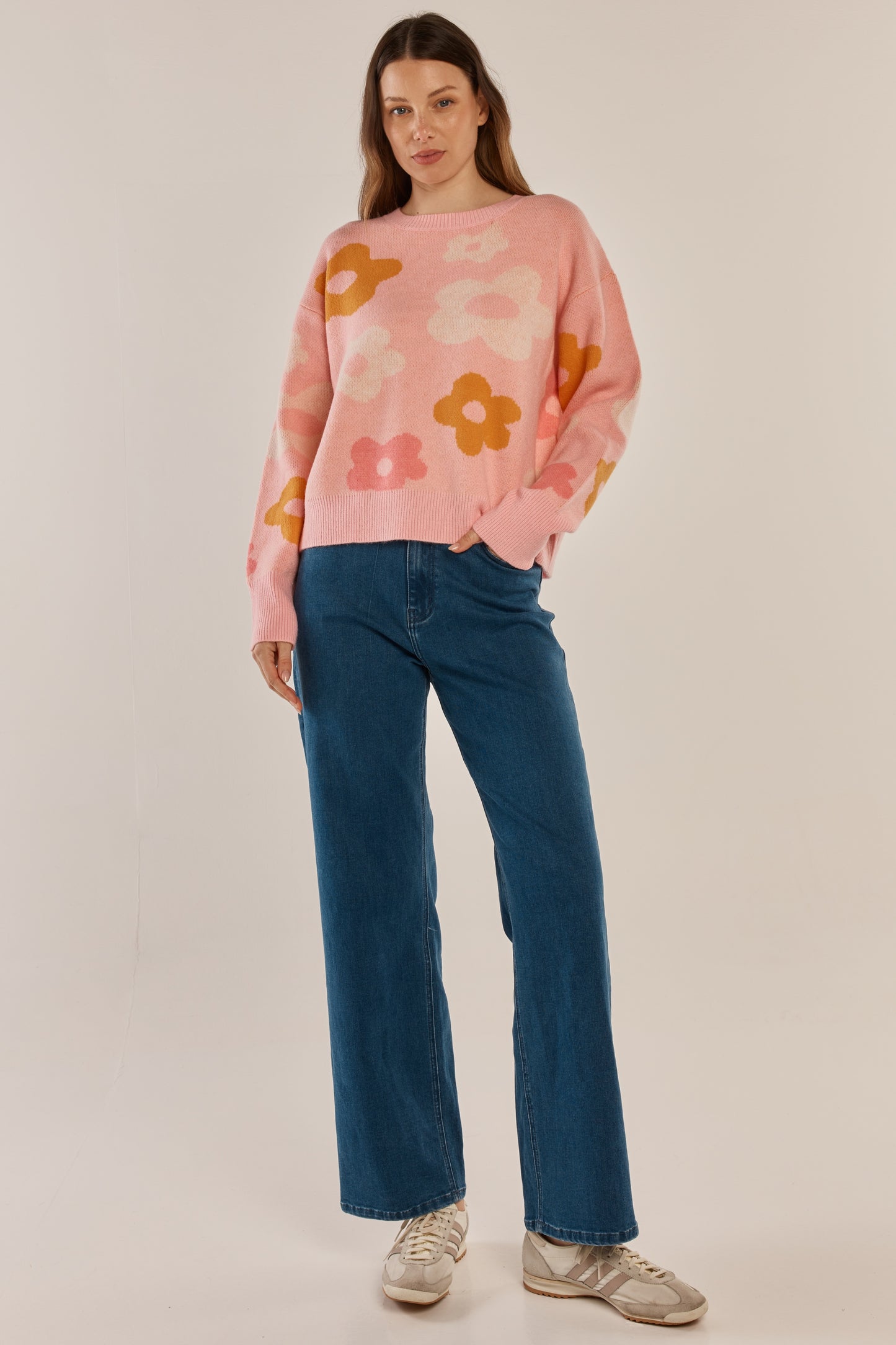 Betty Basics Leonie Sweater | Jacquard Flowers