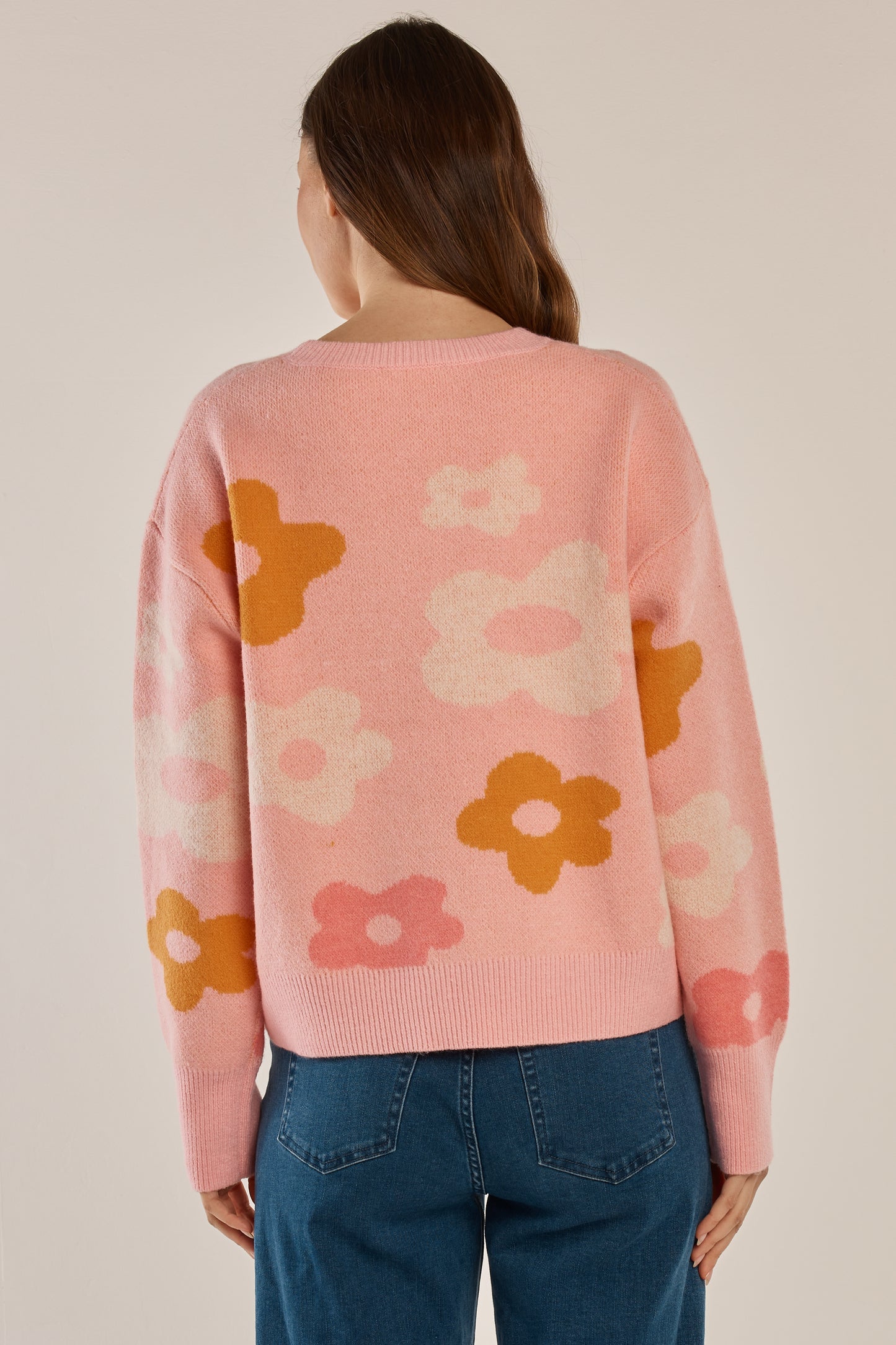 Betty Basics Leonie Sweater | Jacquard Flowers