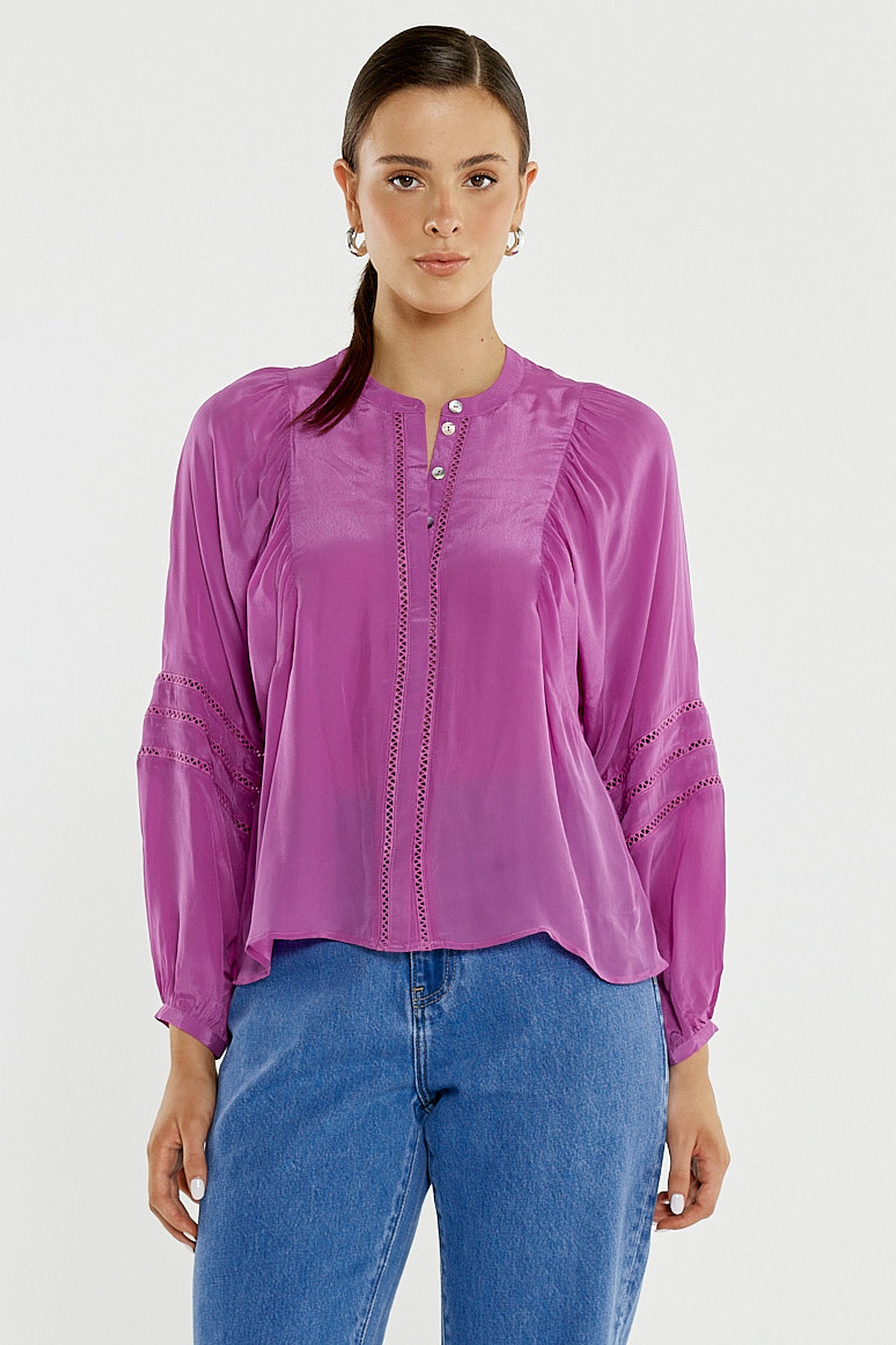 SASS Nic Trim Blouse | Fuschia