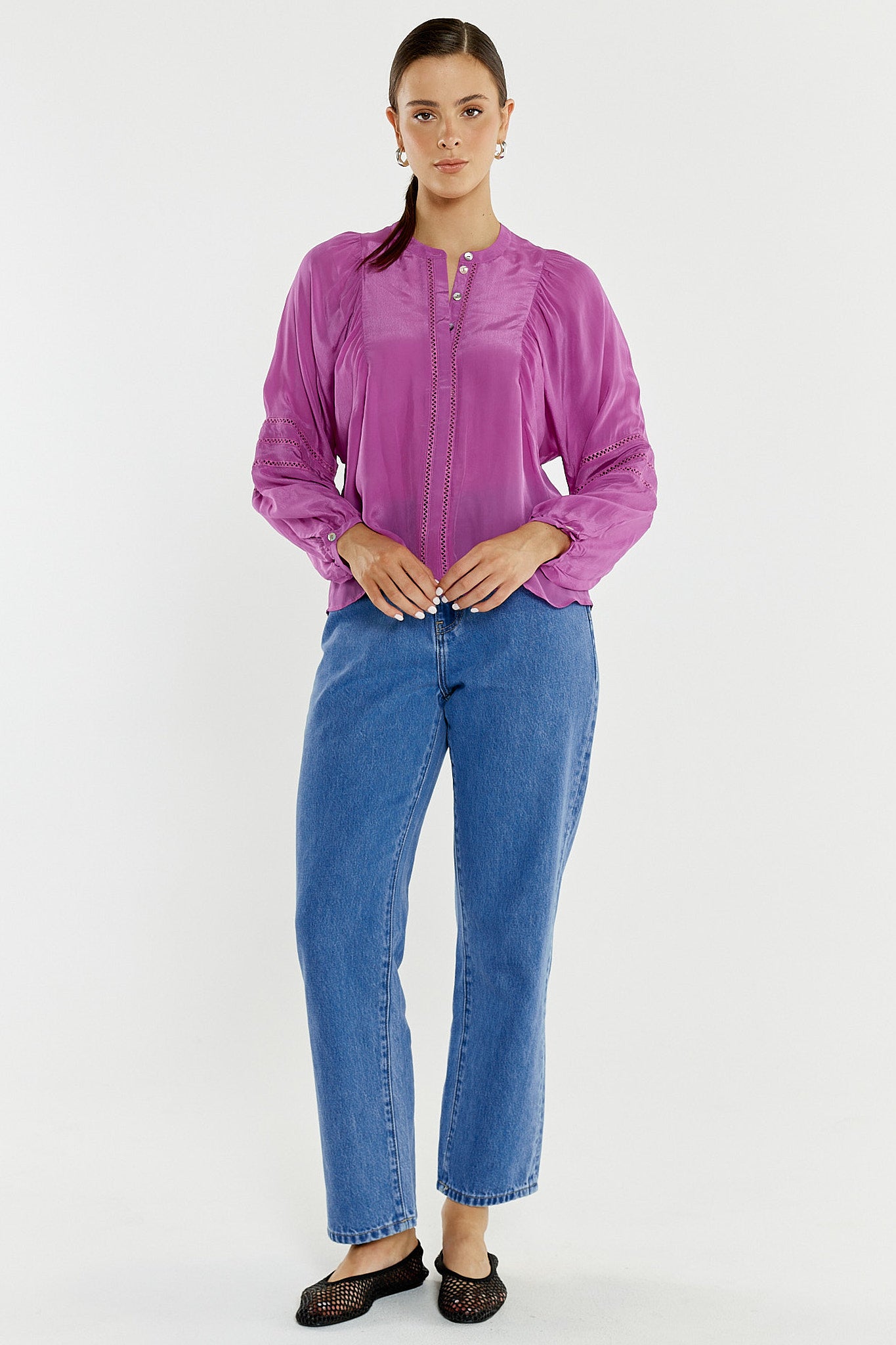 SASS Nic Trim Blouse | Fuschia