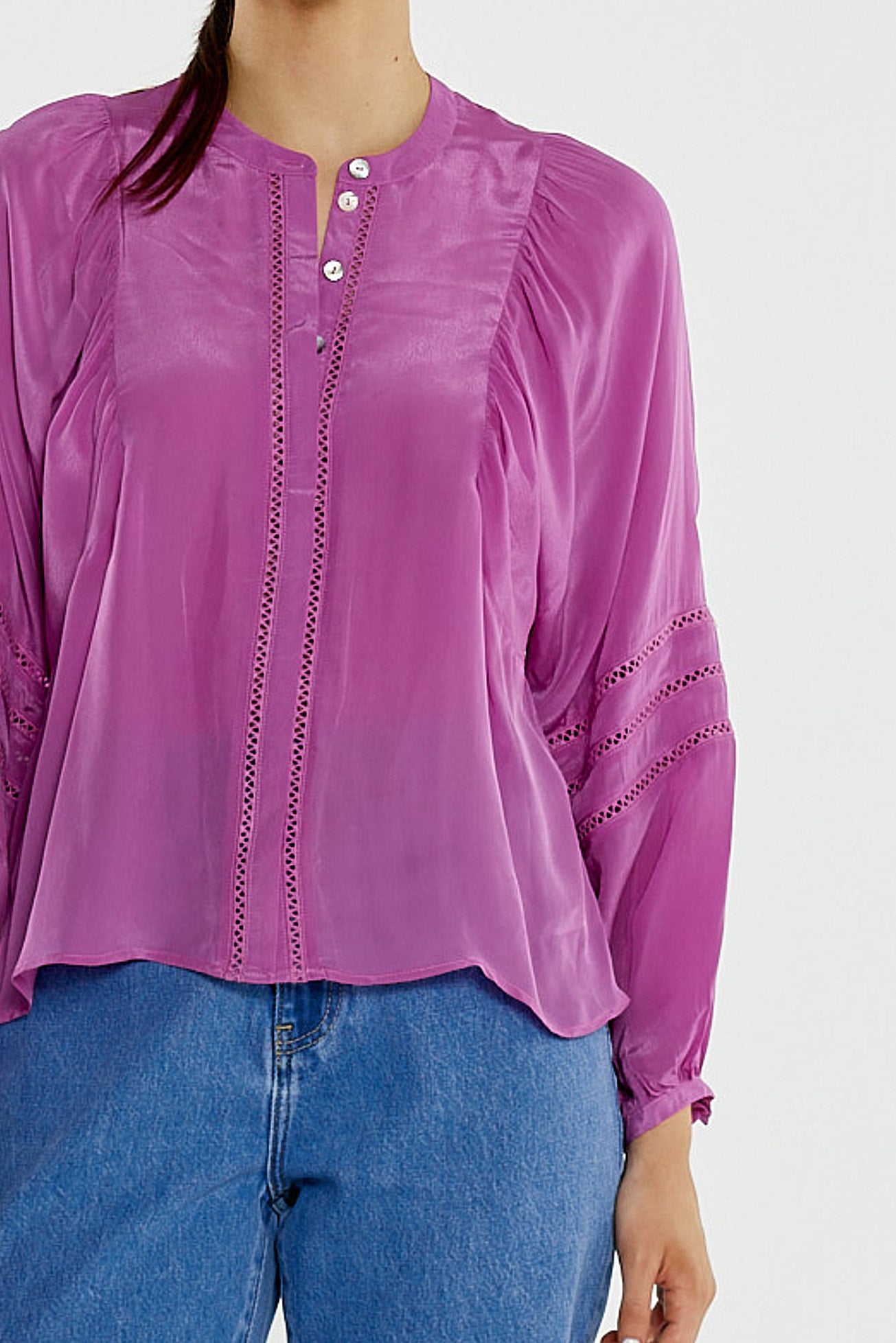 SASS Nic Trim Blouse | Fuschia