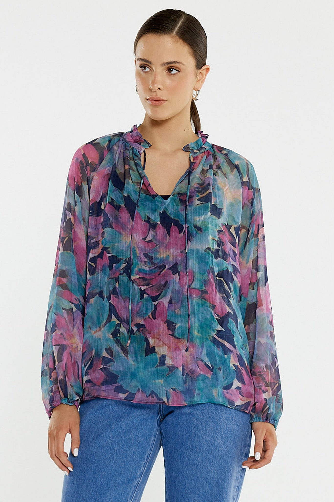 SASS Willow Tie Front Blouse | Native Orchid