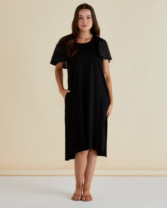 Betty Basics Sawyer Embroidered Dress | Black
