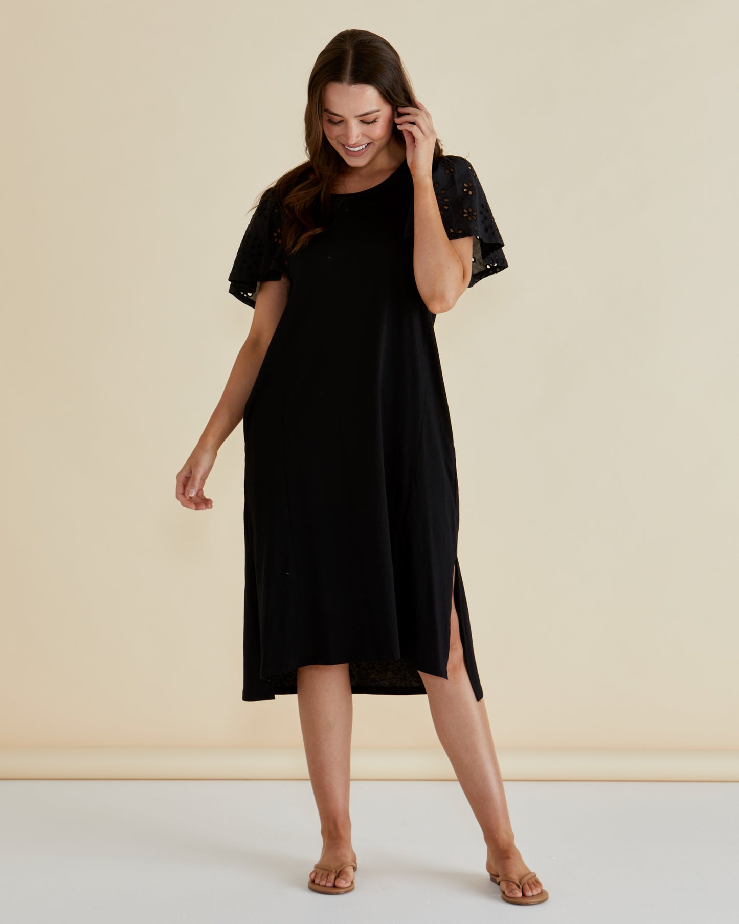 Betty Basics Sawyer Embroidered Dress | Black