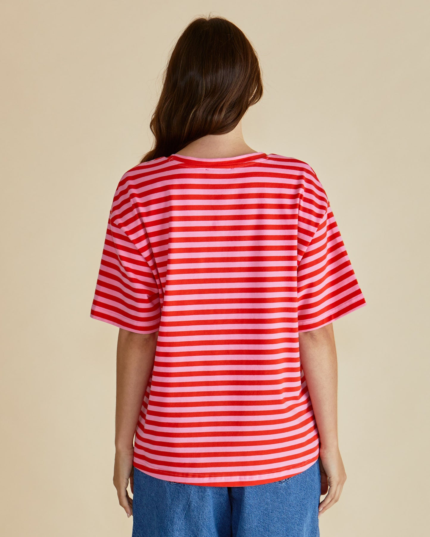 Betty Basics Relax Boxy Tee | Pink Red Stripe