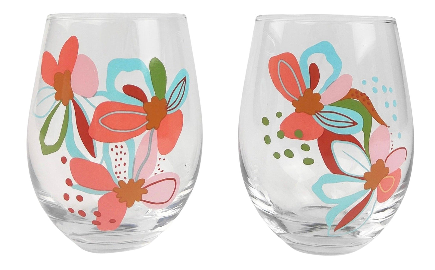 Franki Floral Stemless Wine Glass Set