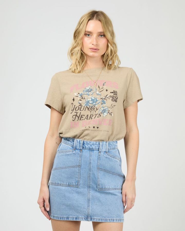 All About Eve Young Hearts Regular Tee | Stone