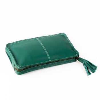 Trade Aid Green Leather Wallet with Tassel