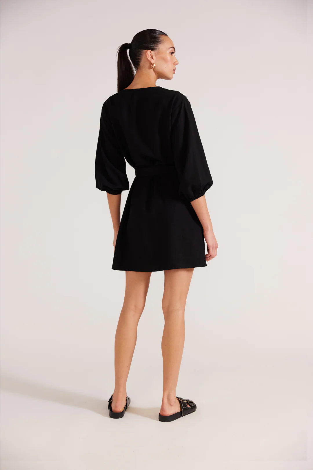 Staple the Label Aster Pintuck Mini Dress - Black
