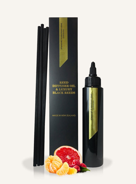 Surmanti Sweet Mandarin & Grapefruit Reed Diffuser Oil Refill & Luxury Black Reeds