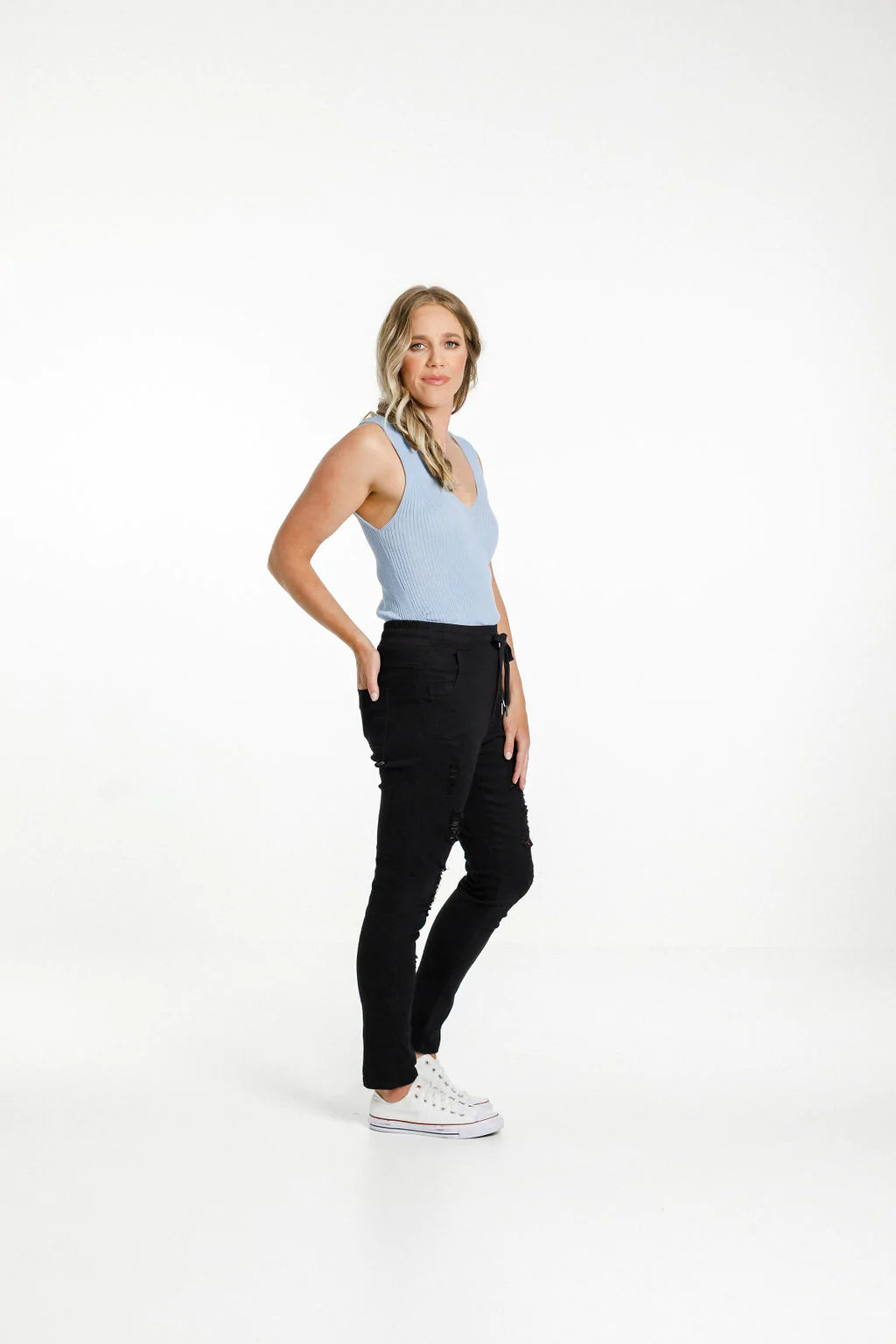 Home-lee Staple Knitted Tank - Sky Blue