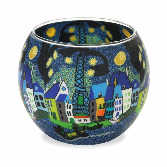 Glowing Glass Tealight Holder - Paris By Night