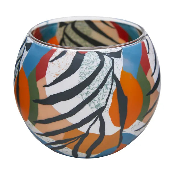 Glowing Glass Tealight Holder - Jungle Weave