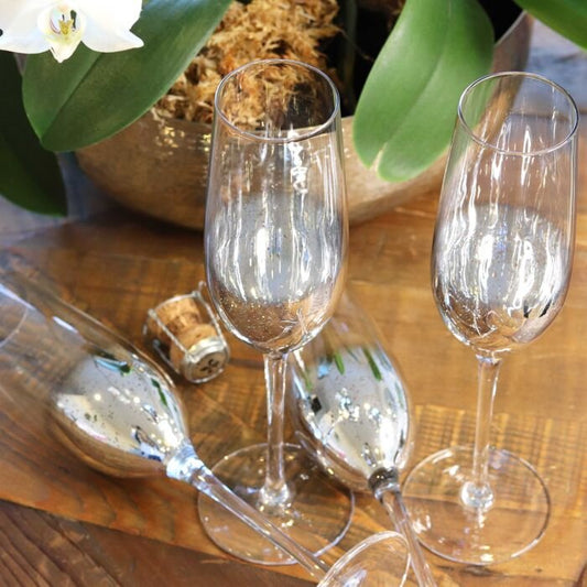 Starry Sky Silver Champagne Flute Set of 4